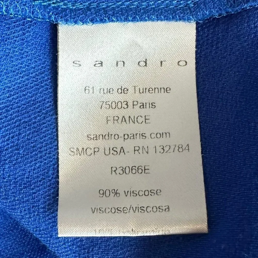 Sandro Blue Cut-Out Back Shift Dress Size 1/S - Picture 6 of 7